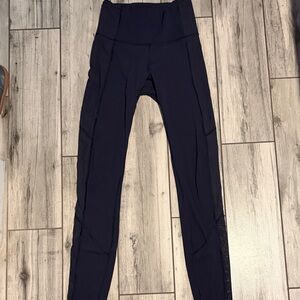 lululemon athletica Midnight/navy Blue Leggings with polka dot mesh